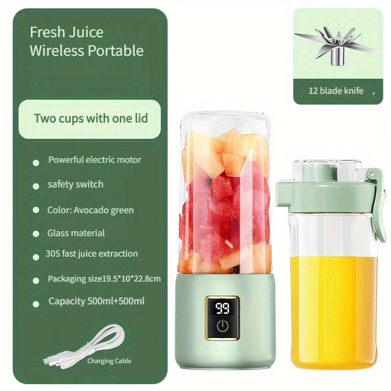 Portable Electric Blender 12 Blades and a Capacity of 500ml
