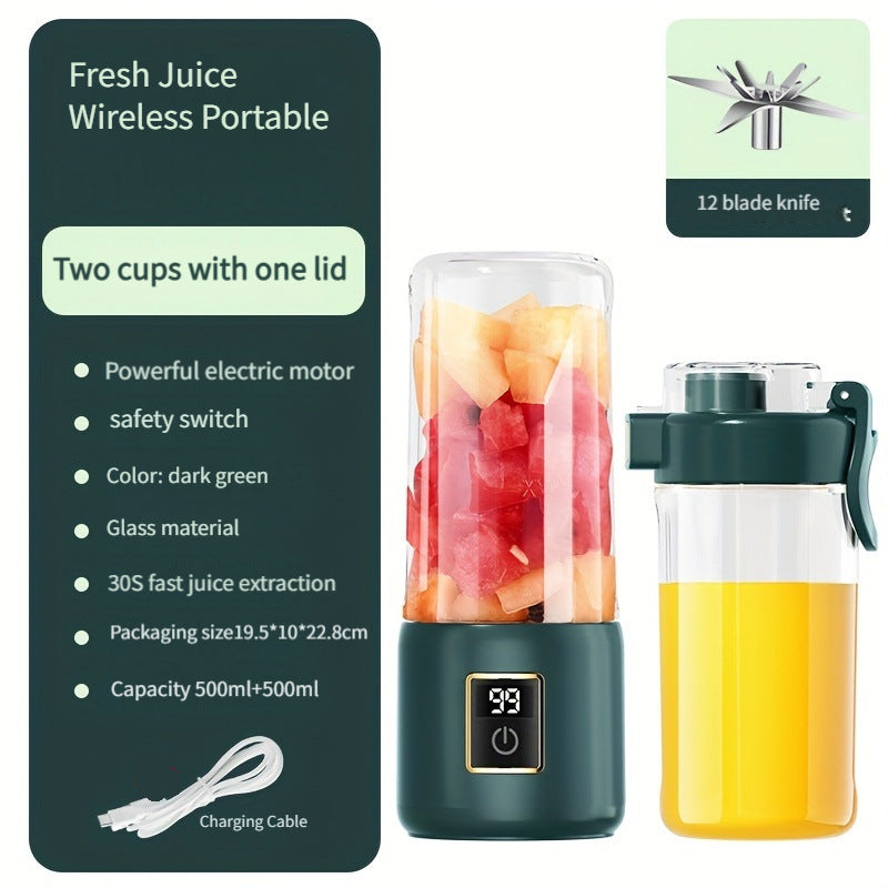 Portable Electric Blender 12 Blades and a Capacity of 500ml