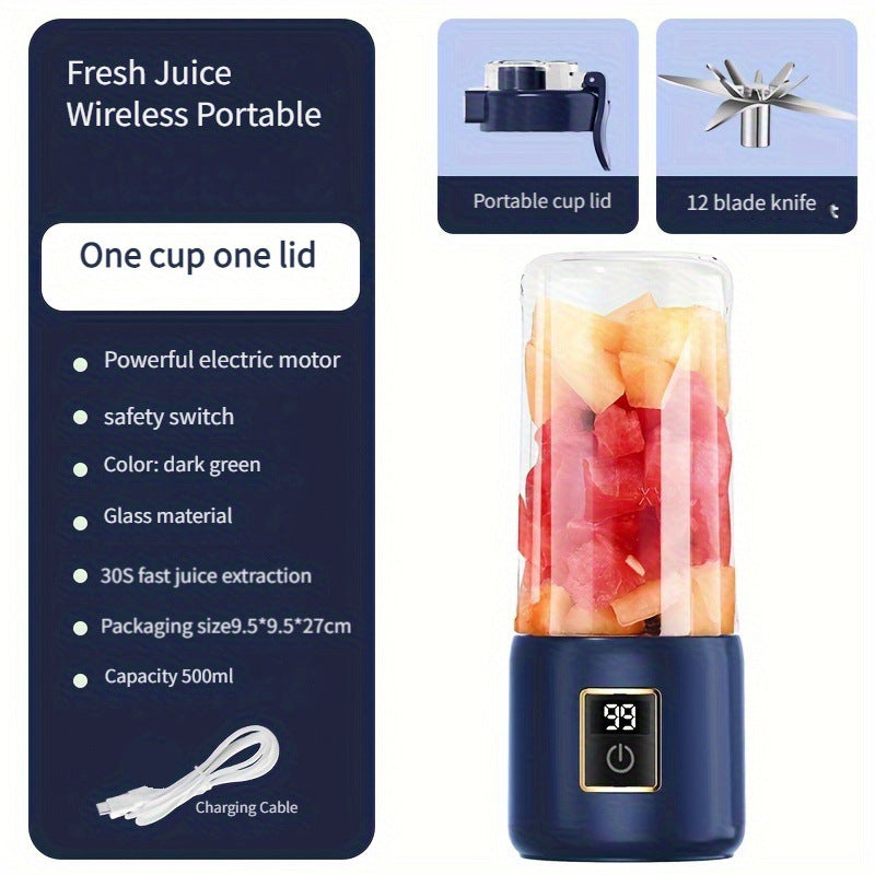 Portable Electric Blender 12 Blades and a Capacity of 500ml