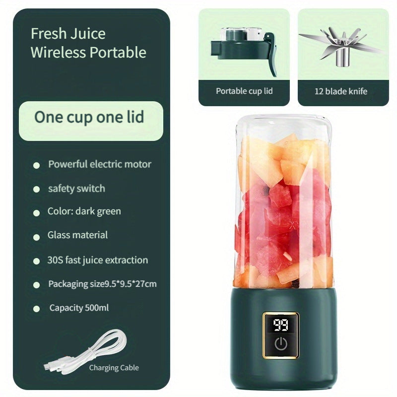 Portable Electric Blender 12 Blades and a Capacity of 500ml