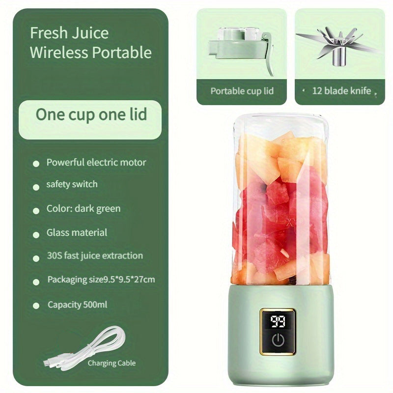 Portable Electric Blender 12 Blades and a Capacity of 500ml